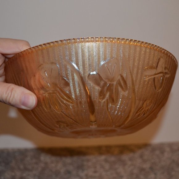 Glass Bowl Metallic Bronze Color Textured Pattern - Picture 2 of 5